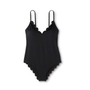 Vanilla Beach Black Scalloped Bathing suit